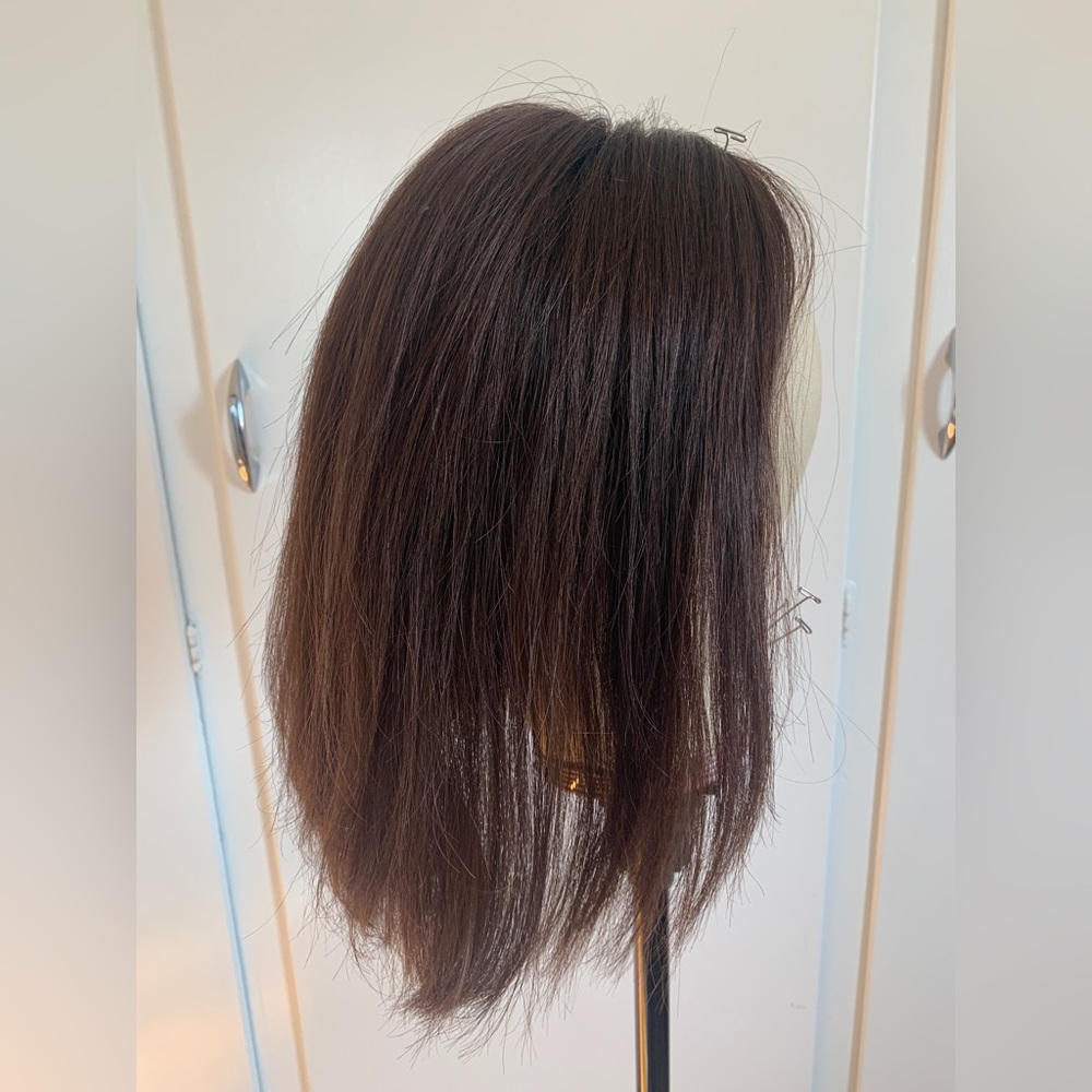 Highline human hair topper 7x7 dark brown. 13-14”